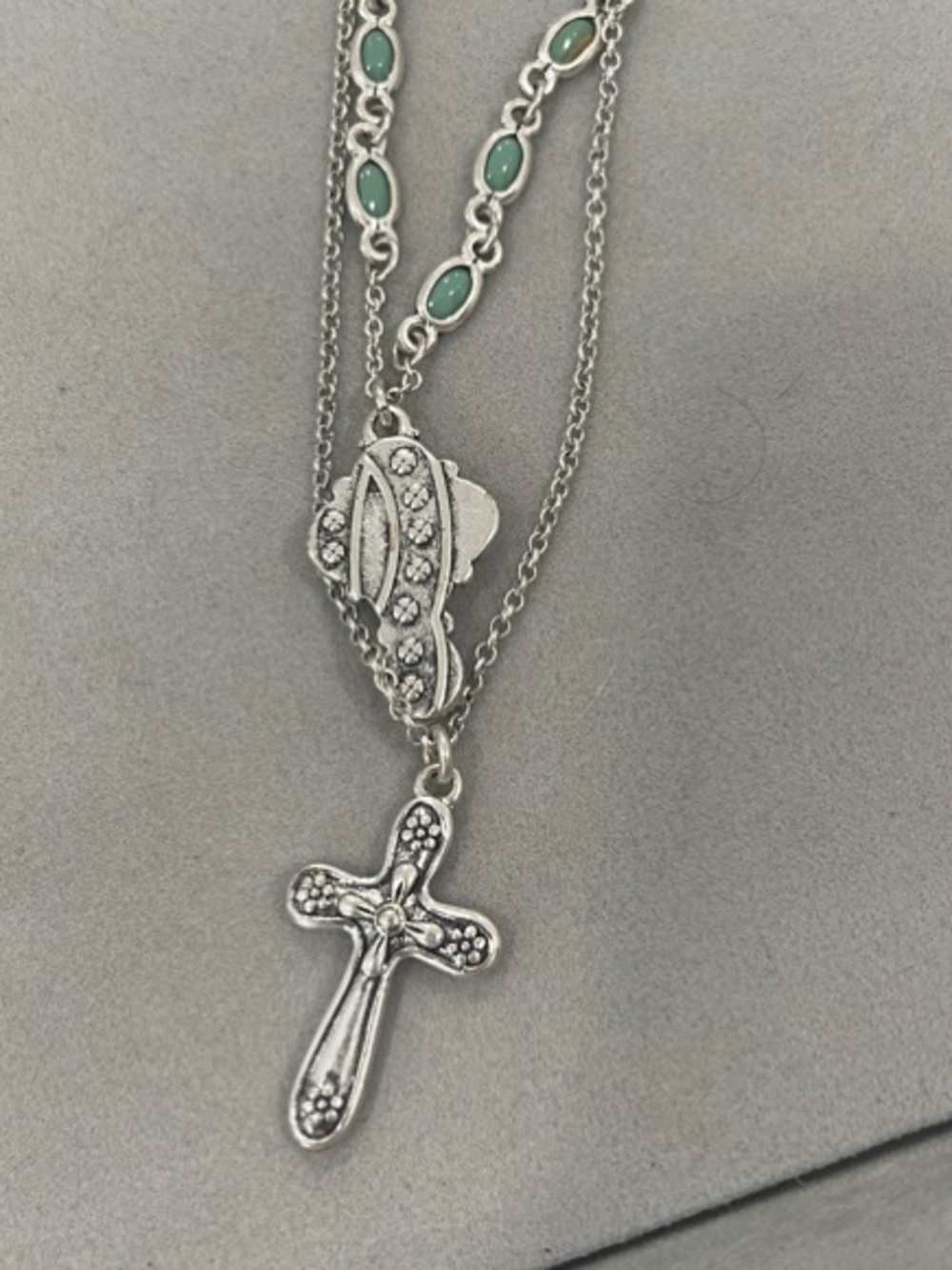 Lucky Brand Silver-Tone Layered Necklace with Turquoise Accents - Picture 8 of 8